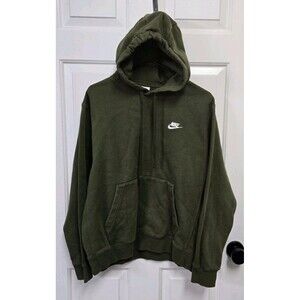 Nike Mens Club Fleece Pullover Hoodie Green Medium